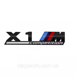 Металлическая эмблема (логотип) X1M COMPETITION BMW (БМВ) шильдик на багажник Черный 17 x 3.7см