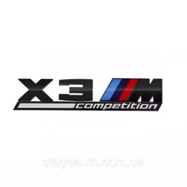 Металлическая эмблема (логотип) X3M COMPETITION BMW (БМВ) шильдик на багажник Черный 17 x 3.7см