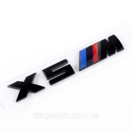 Металлическая эмблема (логотип) X5M BMW (БМВ) шильдик на багажник Черный 17 x 2.7см