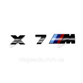 Металлическая эмблема (логотип) X7M BMW (БМВ) шильдик на багажник Черный 17 x 2.7см