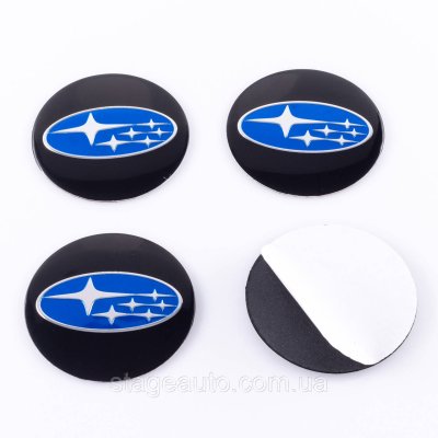 Наклейки на ковпачки заглушки в диски Subaru Субару 56 мм Чорні 4 шт