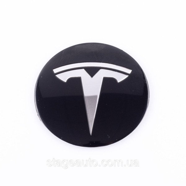 Наклейки на колпачки заглушки в диски TESLA Тесла 56 мм Черные 4 шт