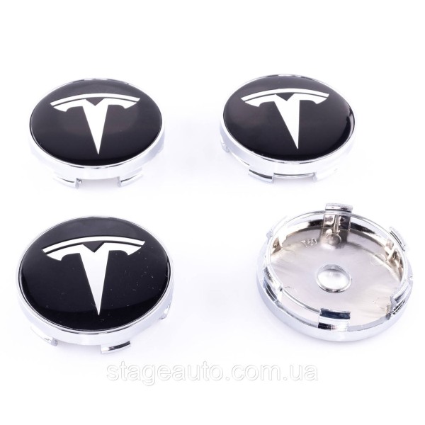 Колпачки заглушки на литые диски TESLA Тесла 60 мм Черные