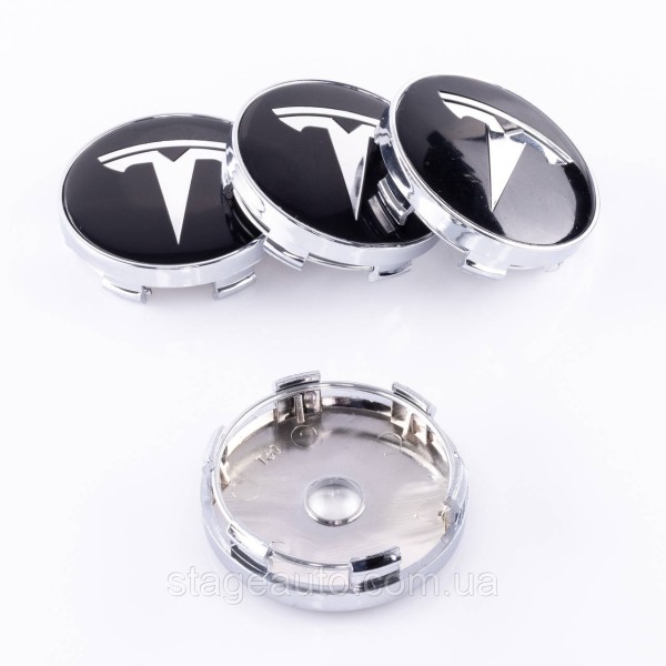 Колпачки заглушки на литые диски TESLA Тесла 60 мм Черные
