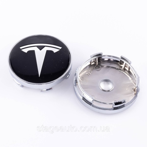 Колпачки заглушки на литые диски TESLA Тесла 60 мм Черные