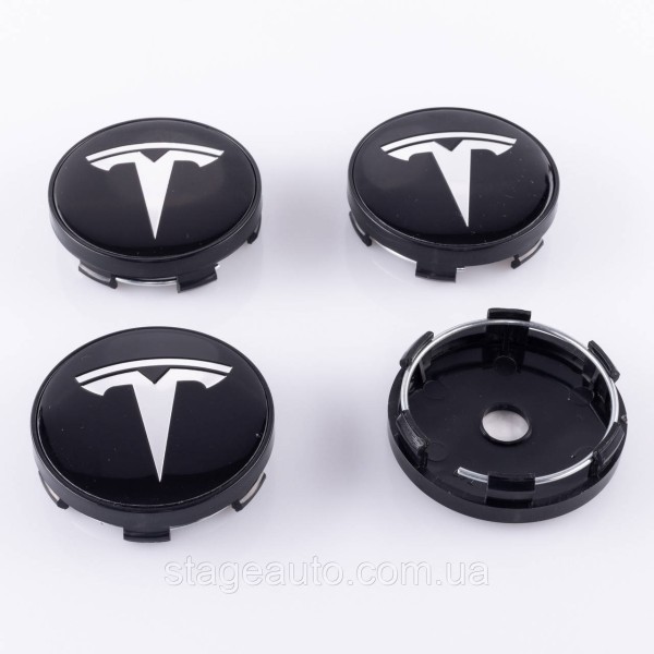 Колпачки заглушки на литые диски TESLA Тесла 60 мм Черные