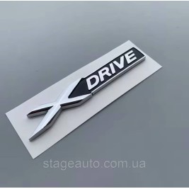 Эмблема (наклейка, шильдик) XDRIVE Х Драйв BMW (БМВ) логотип (9,5 x 1.5 см) хром