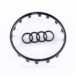Накладка на руль, эмблема AUDI (Ауди) подушка AIR BAG 100 мм  Черный глянец