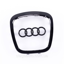 Накладка на руль, эмблема AUDI (Ауди) подушка AIR BAG 98 * 95 мм  Черный глянец
