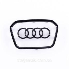 Накладка на руль, эмблема AUDI (Ауди) подушка AIR BAG 90 * 56 мм  Черный глянец