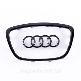 Накладка на руль, эмблема AUDI (Ауди) подушка AIR BAG 112 * 66 мм  Черный глянец