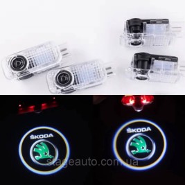 Проектор подсветка логотипа для дверей с логотипом Skoda Шкода Fabia 2, Octavia, Superb 1, Roomster