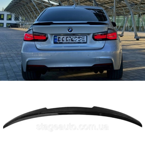 Спойлер багажника BMW 3 F30 2012-2018 стиль М4 (ABS пластик) БМВ Ф30 черный глянец