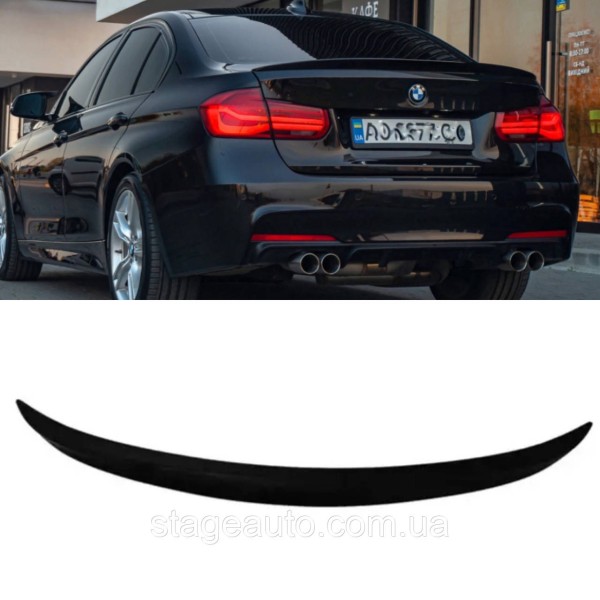 Спойлер багажника BMW 3 F30 2012-2018 стиль М Perfomance (ABS пластик) БМВ Ф30 черный глянец