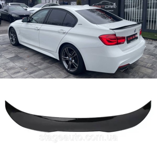 Спойлер багажника BMW 3 F30 2012-2018 стиль PSM (ABS пластик) БМВ Ф30 черный глянец