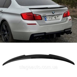 Спойлер багажника BMW 5 F10 2012-2018 стиль М4 (ABS пластик) БМВ Ф10 черный глянец