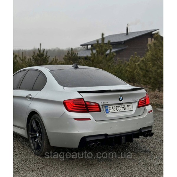 Спойлер багажника BMW 5 F10 2012-2018 стиль М4 (ABS пластик) БМВ Ф10 черный глянец