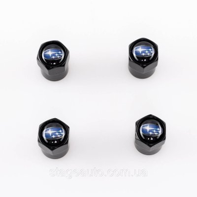 Захисні ковпачки на ніпеля золотники Subaru Субару 4 шт Чорні