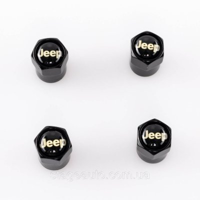 Захисні ковпачки на ніпеля золотники Jeep Джип 4 шт Чорні