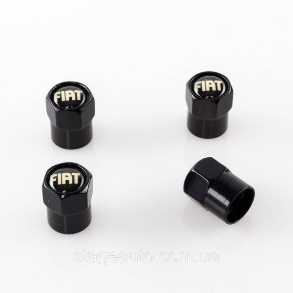 Защитные колпачки на ниппеля золотники Fiat Фиат 4 шт Черные