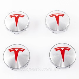 Колпачки заглушки на литые диски TESLA Тесла 60 мм Серебристые