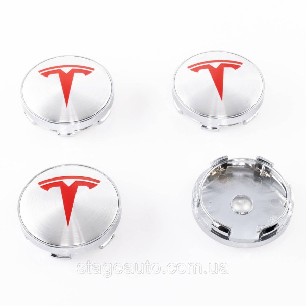 Колпачки заглушки на литые диски TESLA Тесла 60 мм Серебристые