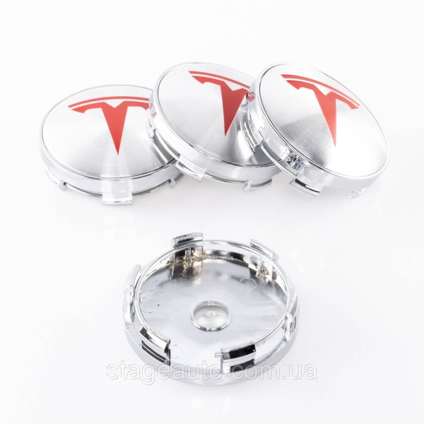 Колпачки заглушки на литые диски TESLA Тесла 60 мм Серебристые