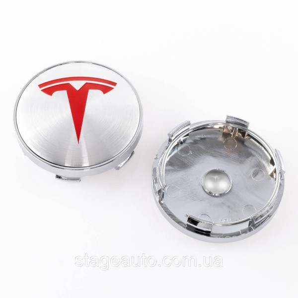 Колпачки заглушки на литые диски TESLA Тесла 60 мм Серебристые