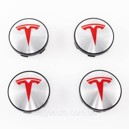 Колпачки заглушки на литые диски TESLA Тесла 60 мм Серебристые