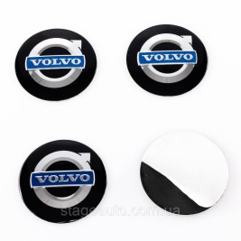 Наклейки на колпачки заглушки в диски Volvo Вольво 56 мм Черные 4 шт