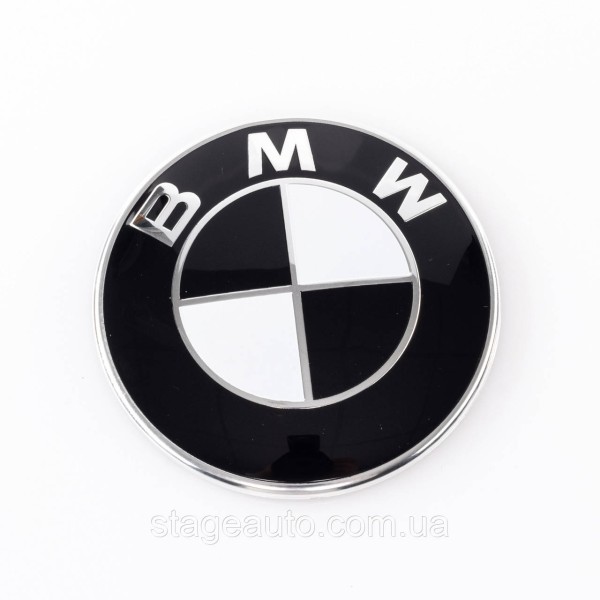 Эмблема БМВ BMW 82 мм Черно белая значок в бампер бмв F20 F21 F22 F23 F30 F31 F32 F33 F34 F36 Значек