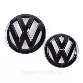 Передняя + задняя эмблема Volkswagen Фольцваген VW TOUAREG 2014 - 2018 Черная