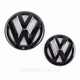 Передняя + задняя эмблема Volkswagen Фольцваген VW JETTA  2010 - 2014 Черная