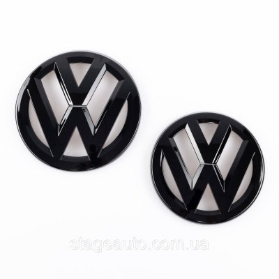 Передня + задня емблема Volkswagen Фольцваген VW TOURAN 2010 - 2015 Чорна