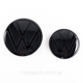 Передняя + задняя эмблема Volkswagen Фольцваген VW GOLF 8 2020 - 2024 Черная