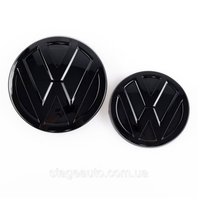 Передня + задня емблема Volkswagen Фольцваген VW POLO 6 2017 - 2021 Чорна