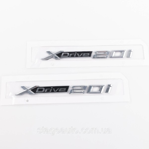 Шильдик Эмблема Надпись BMW XDrive 20i для БМВ, Хдрайв 20і хром пара