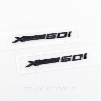 Шильдик Емблема Напис BMW XDrive 50i для БМВ, Хдрайв 50і чорний пара