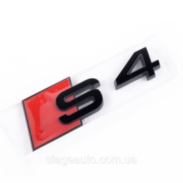 Эмблема наклейка S4 Audi Ауди на багажник - Черный 100х36 мм надпись S4 черная