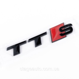 Эмблема наклейка TTS Audi Ауди на багажник - Черный, надпись ТТС черная