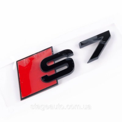 Емблема наклейка S7 Audi Ауді на багажник - Чорний 100х36 мм напис S7 чорний