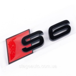 Эмблема наклейка S6 Audi Ауди на багажник - Черный 100х36 мм надпись S6 черная