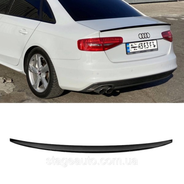 Спойлер багажника Audi A4 B8 2012-2017 стиль S4 (ABS пластик) Ауди А4 Б8 черный глянец