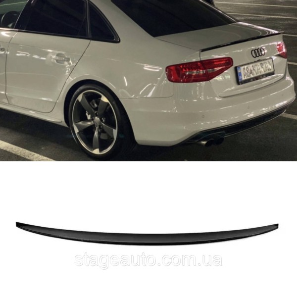 Спойлер багажника Audi A4 B8 2012-2017 стиль S4 (ABS пластик) Ауди А4 Б8 черный глянец