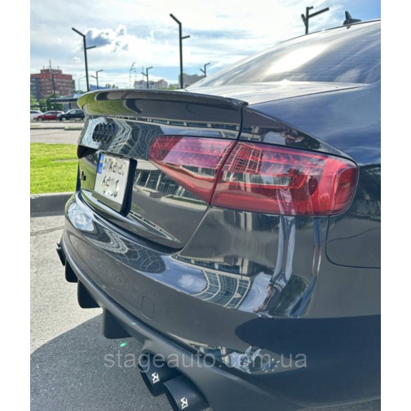 Спойлер багажника Audi A4 B8 2012-2017 стиль S4 (ABS пластик) Ауди А4 Б8 черный глянец