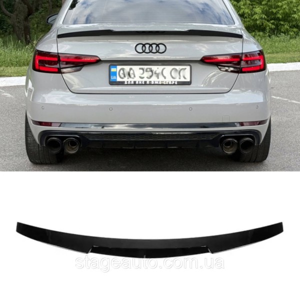 Спойлер багажника Audi A4 B9 2015-2019 стиль M4 (ABS пластик) Ауди А4 Б9 черный глянец