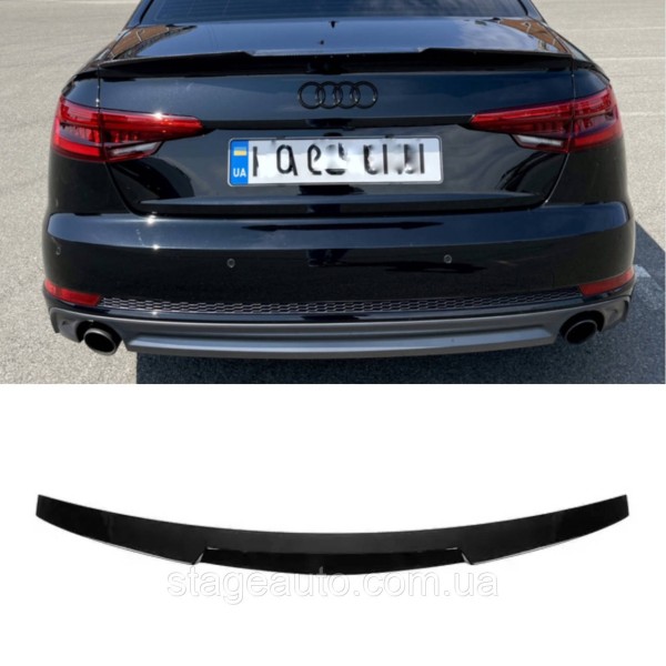 Спойлер багажника Audi A4 B9 2015-2019 стиль M4 (ABS пластик) Ауди А4 Б9 черный глянец