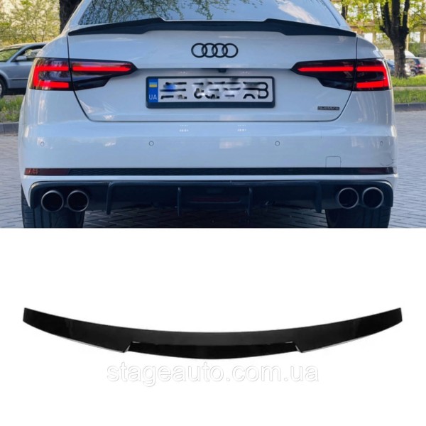Спойлер багажника Audi A4 B9 2015-2019 стиль M4 (ABS пластик) Ауди А4 Б9 черный глянец