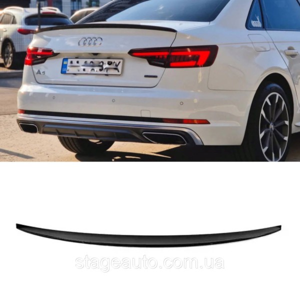 Спойлер багажника Audi A4 B9 2015-2019 стиль S4 (ABS пластик) Ауди А4 Б9 черный глянец
