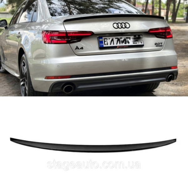 Спойлер багажника Audi A4 B9 2015-2019 стиль S4 (ABS пластик) Ауди А4 Б9 черный глянец
